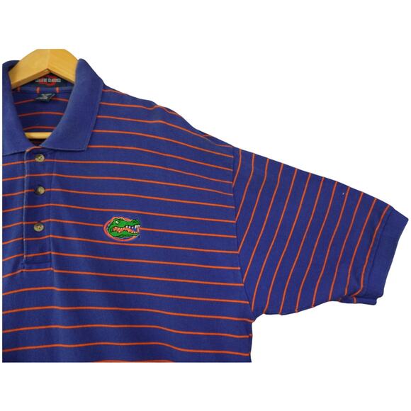 Vintage Florida Gators Men’s Striped Polo Shirt XL Blue Orange College Football - Picture 3 of 8